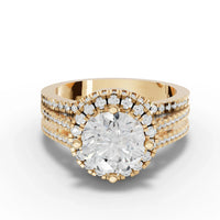 2CT Round Lab Diamond Premium Double Halo Engagement Ring