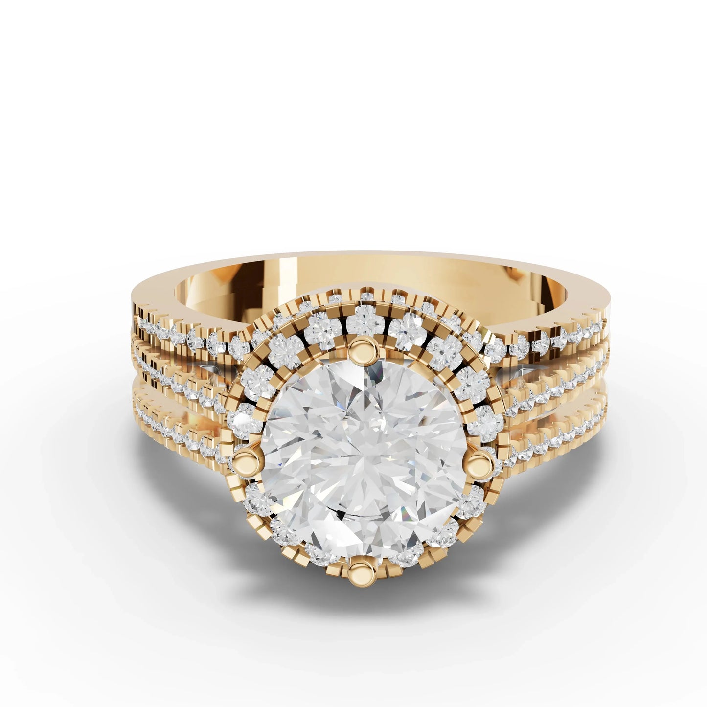 2CT Round Lab Diamond Premium Double Halo Engagement Ring