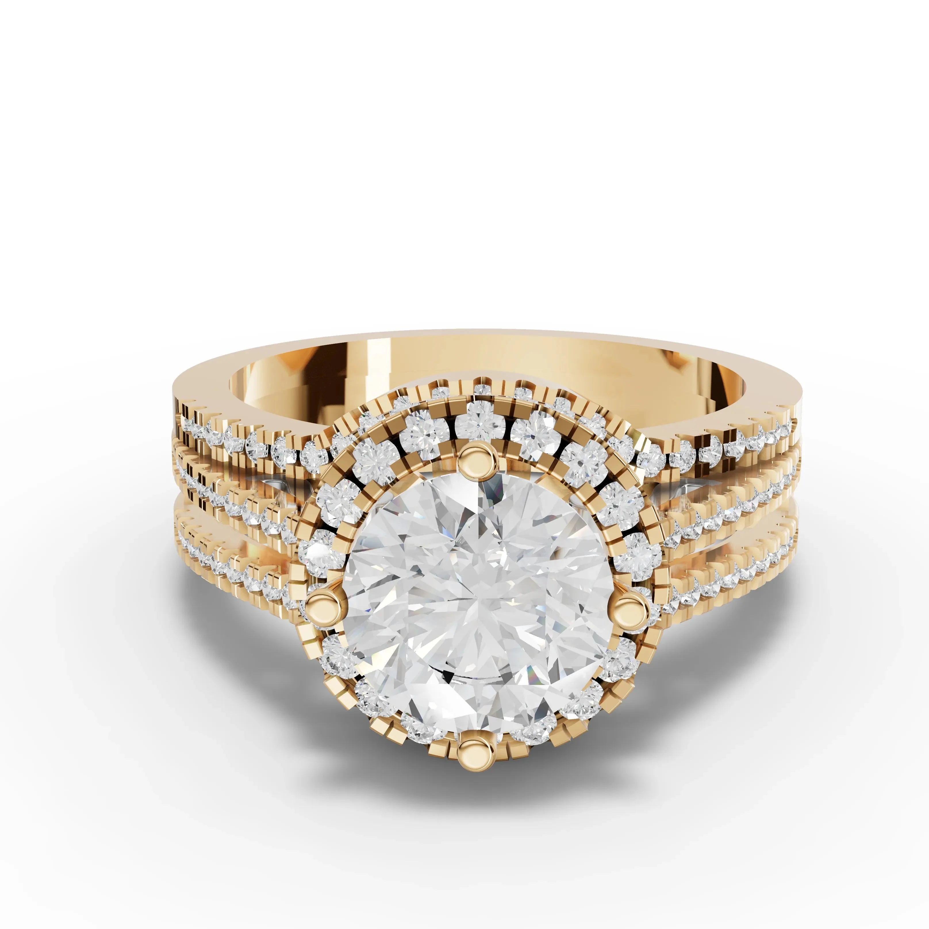 2CT Round Lab Diamond Premium Double Halo Engagement Ring