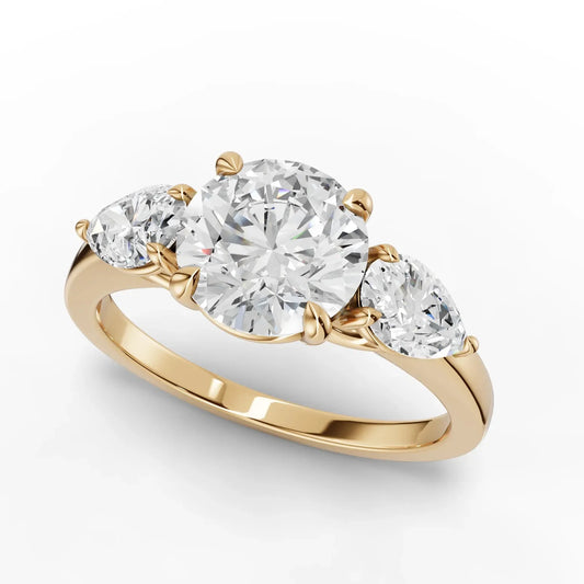 2CT Round Lab Diamond Three Stone Engagement Ring