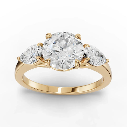 2CT Round Lab Diamond Three Stone Engagement Ring
