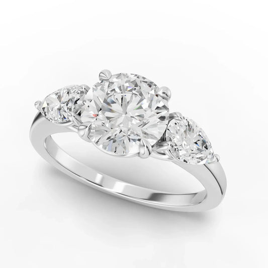 2CT Round Lab Diamond Three Stone Engagement Ring