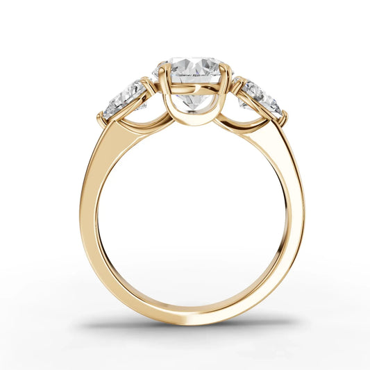 2CT Round Lab Diamond Three Stone Engagement Ring