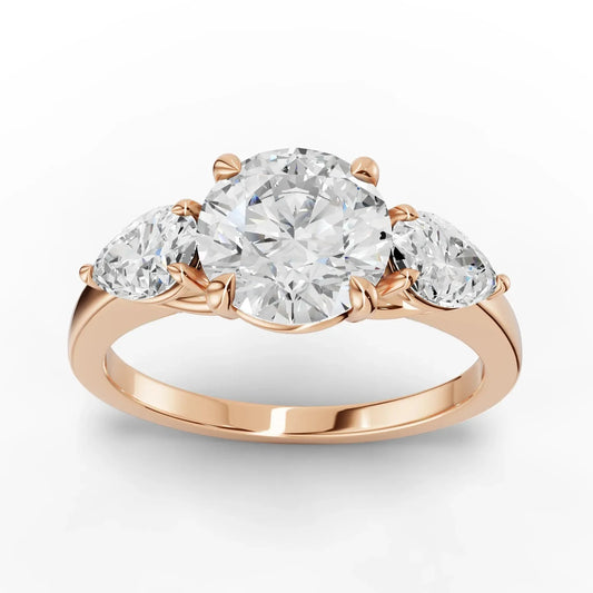 2CT Round Lab Diamond Three Stone Engagement Ring