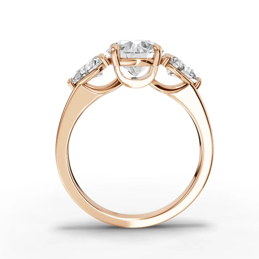 2CT Round Lab Diamond Three Stone Engagement Ring