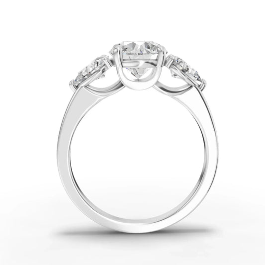 2CT Round Lab Diamond Three Stone Engagement Ring