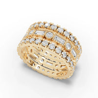 3.02CT Baguette Round Lab Diamond Bridal Set Ring