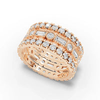 3.02CT Baguette Round Lab Diamond Bridal Set Ring
