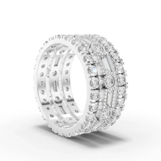 3.02CT Baguette Round Lab Diamond Bridal Set Ring