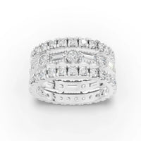 3.02CT Baguette Round Lab Diamond Bridal Set Ring