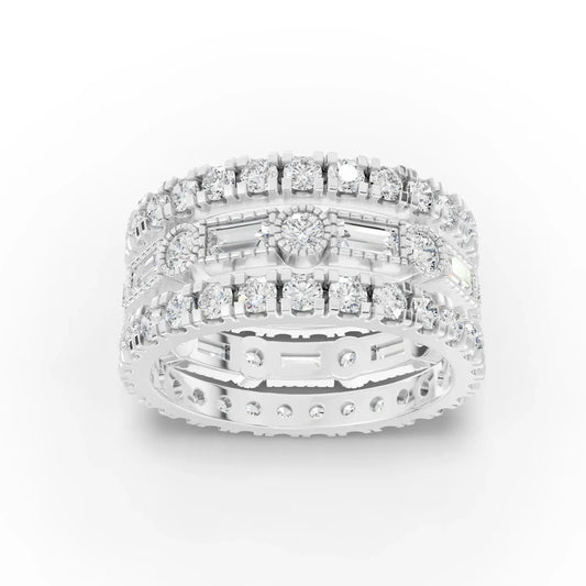 3.02CT Baguette Round Lab Diamond Bridal Set Ring