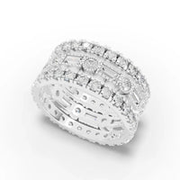 3.02CT Baguette Round Lab Diamond Bridal Set Ring