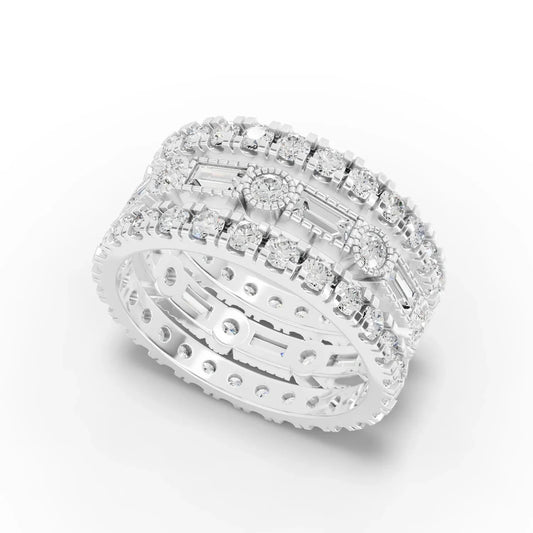 3.02CT Baguette Round Lab Diamond Bridal Set Ring