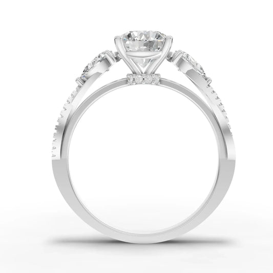 3.1CT Round Lab Diamond Premium Three Stone Accent Engagement Ring