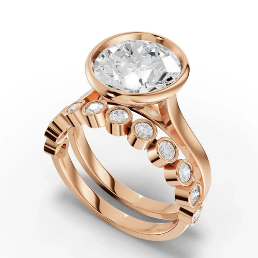 3.79CT Round Lab Diamond Bridal Set Ring