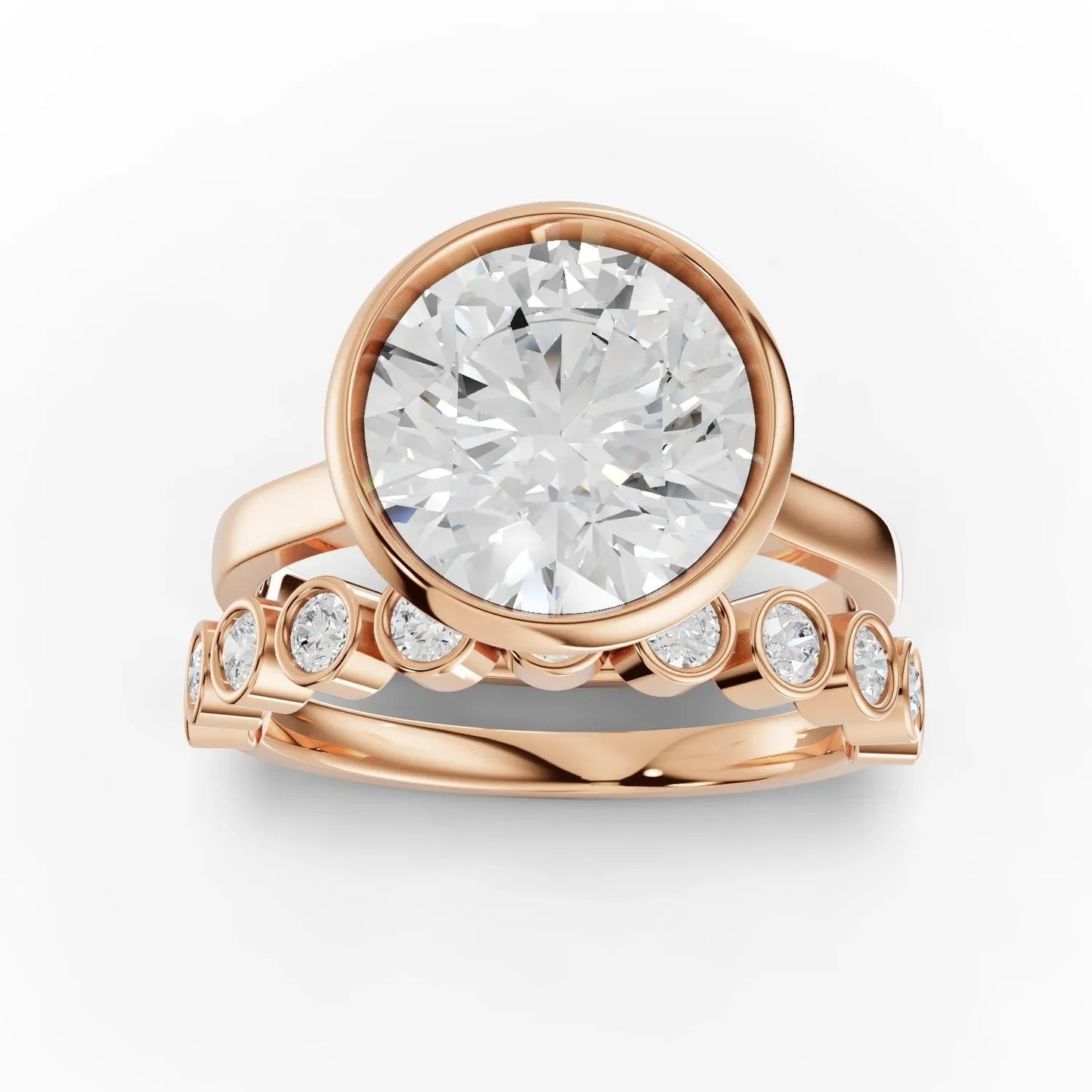 3.79CT Round Lab Diamond Bridal Set Ring
