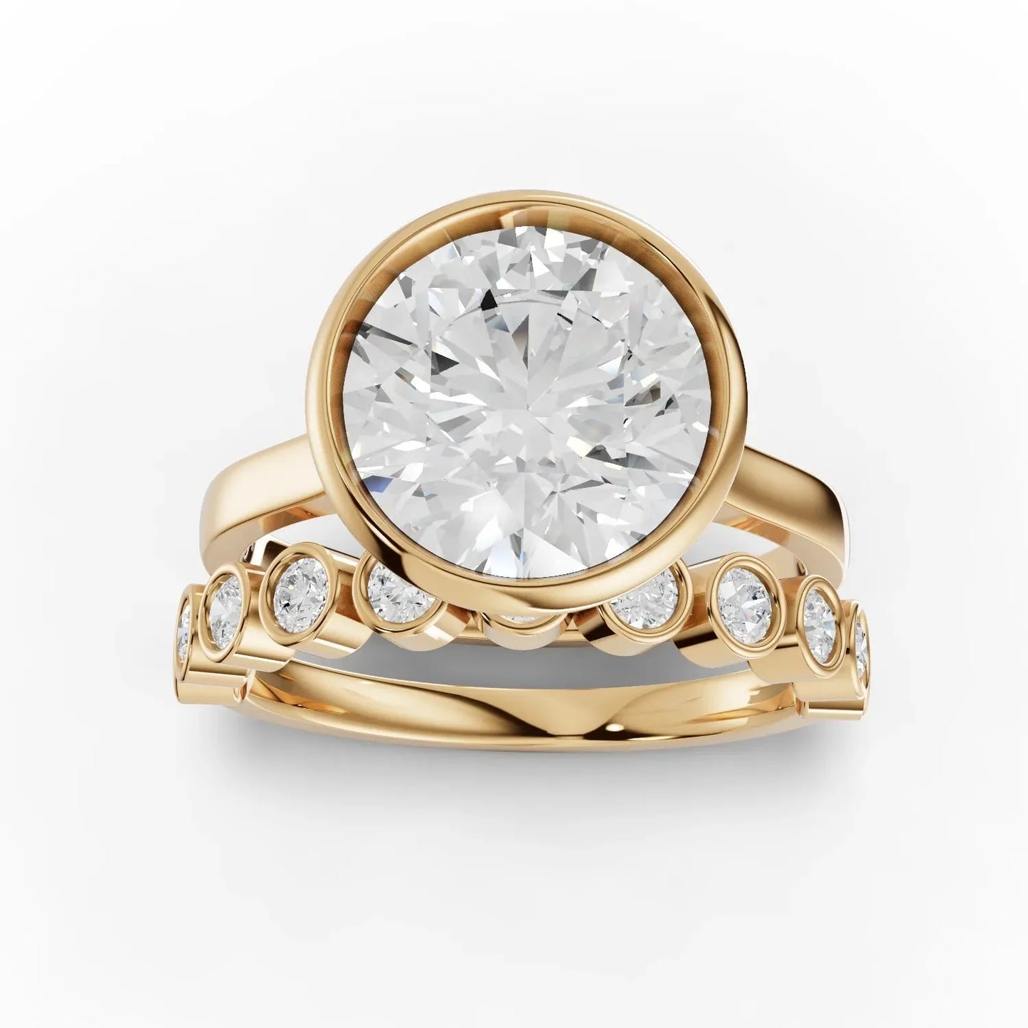 3.79CT Round Lab Diamond Bridal Set Ring