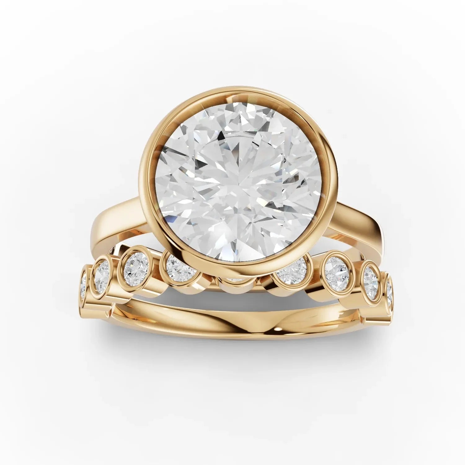 3.79CT Round Lab Diamond Bridal Set Ring