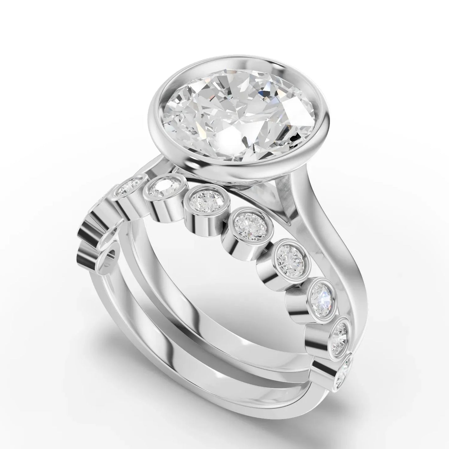 3.79CT Round Lab Diamond Bridal Set Ring