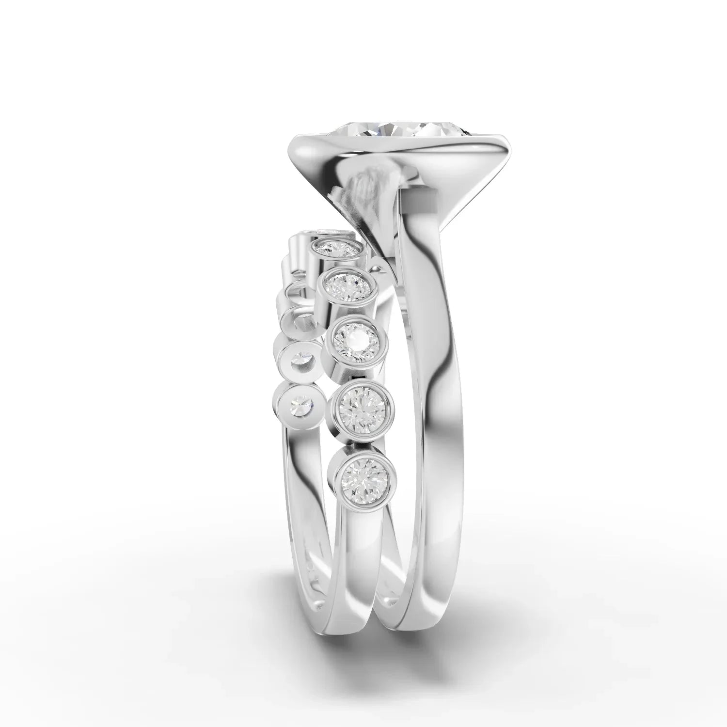 3.79CT Round Lab Diamond Bridal Set Ring