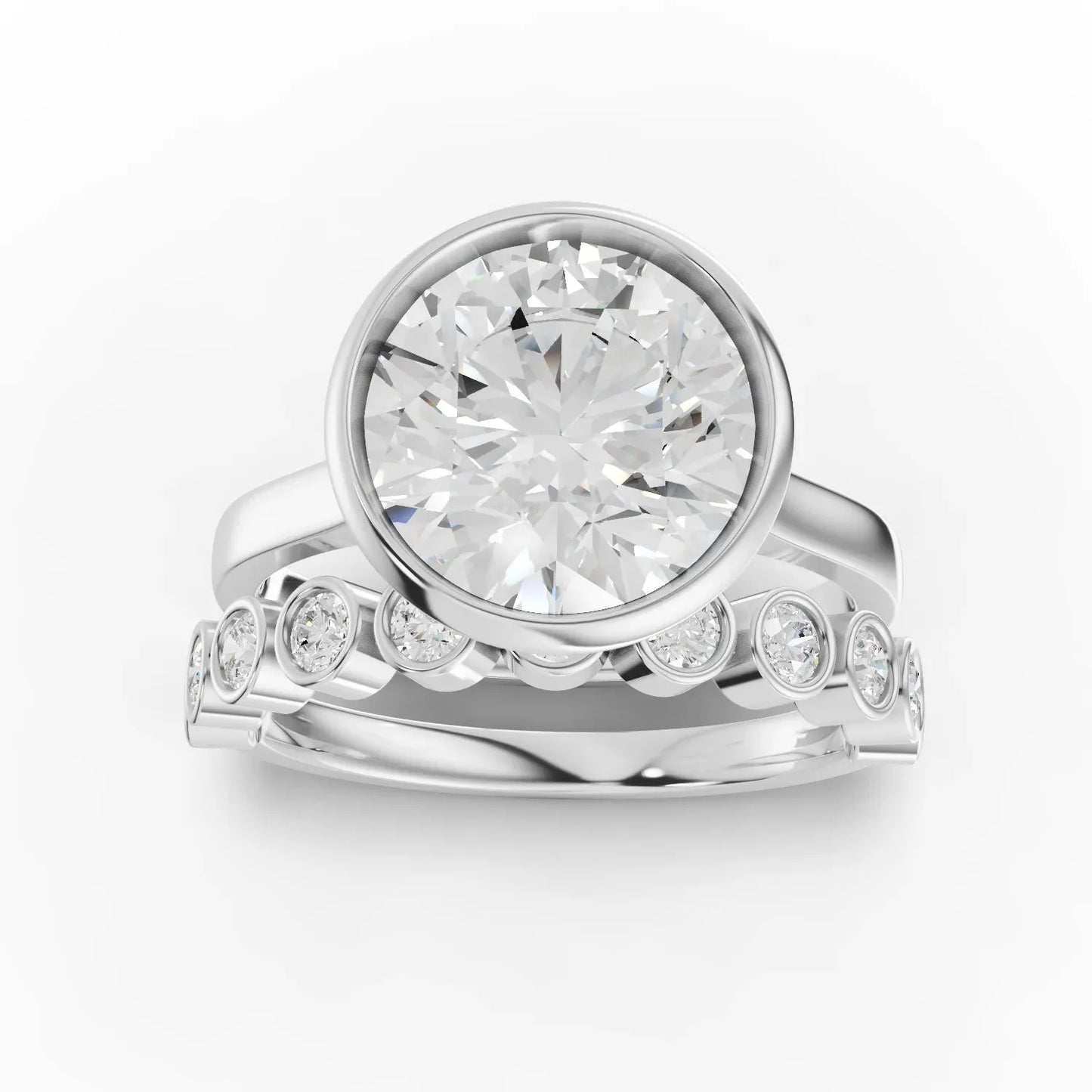 3.79CT Round Lab Diamond Bridal Set Ring