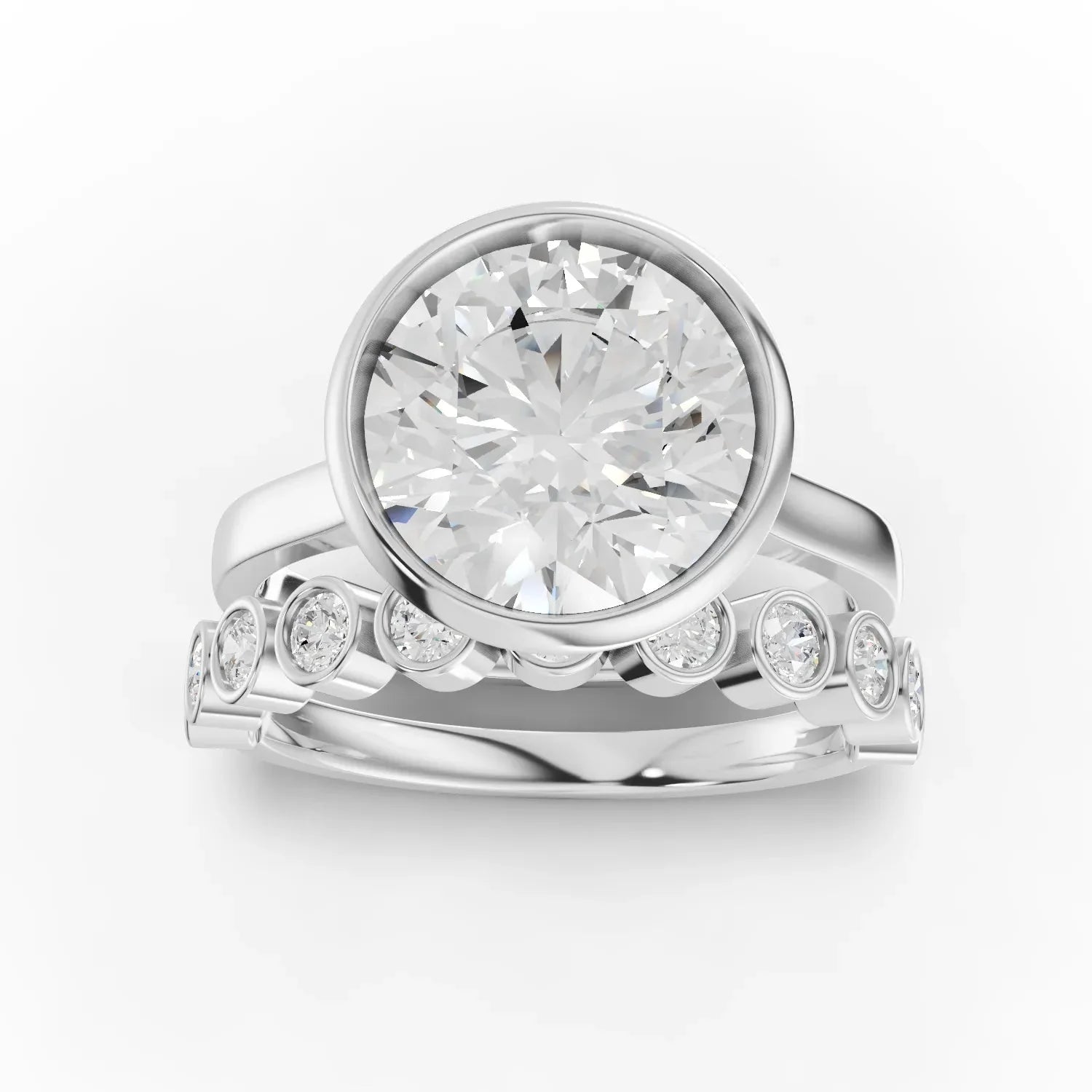 3.79CT Round Lab Diamond Bridal Set Ring