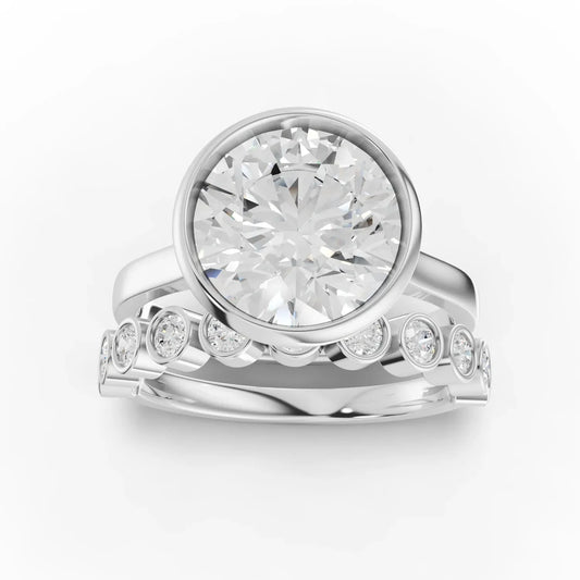 3.79CT Round Lab Diamond Bridal Set Ring