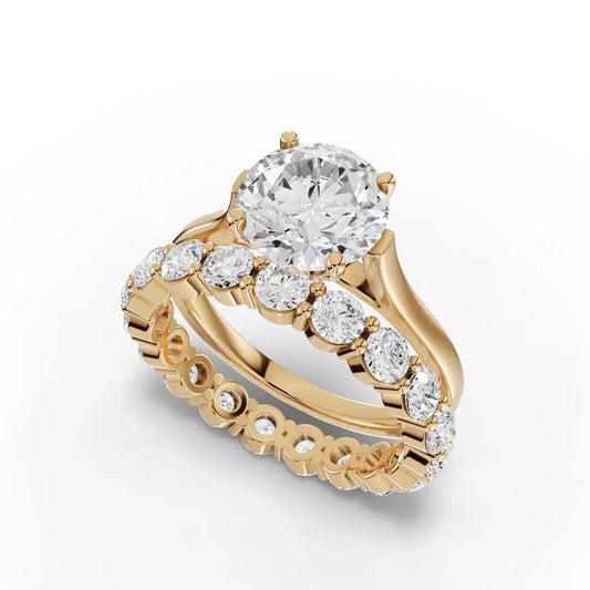 3.9CT Round Lab Diamond Bridal Set Ring
