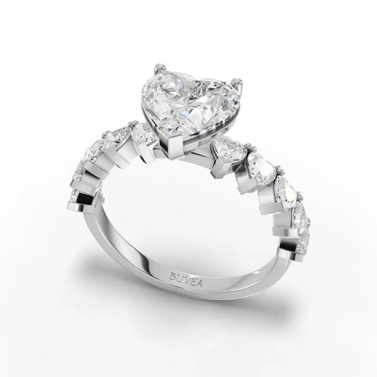 3CT Heart Lab Diamond Premium Accent Engagement Ring