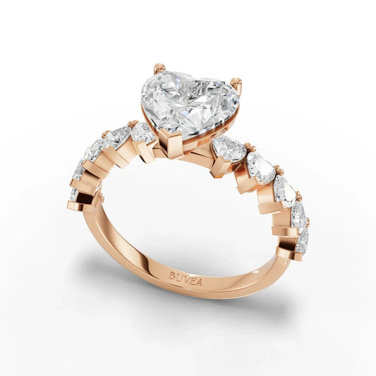 3CT Heart Lab Diamond Premium Accent Engagement Ring