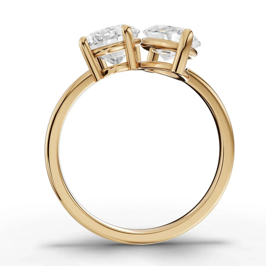 3CT Oval Marquise Lab Diamond Two Stone Engagement Ring