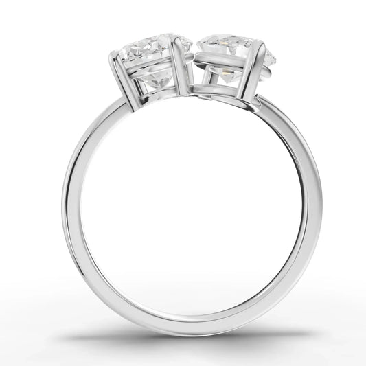 3CT Oval Marquise Lab Diamond Two Stone Engagement Ring