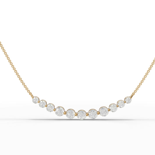 4.06CT Round Lab Diamond Circular Wave Chain Pendant