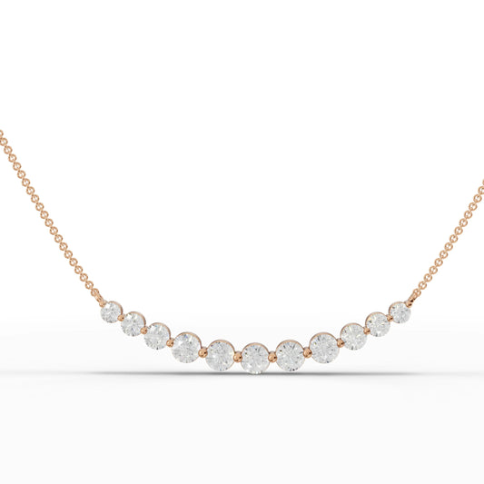 4.06CT Round Lab Diamond Circular Wave Chain Pendant