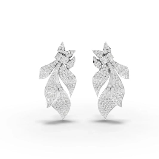 4.54CT Round Lab Diamond Leaf Earrings