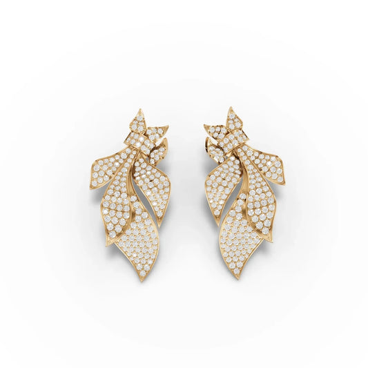 4.54CT Round Lab Diamond Leaf Earrings