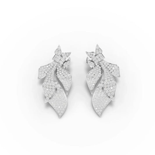 4.54CT Round Lab Diamond Leaf Earrings