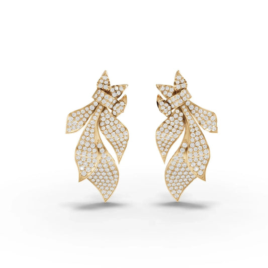 4.54CT Round Lab Diamond Leaf Earrings