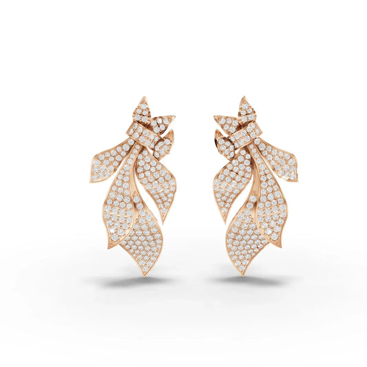 4.54CT Round Lab Diamond Leaf Earrings