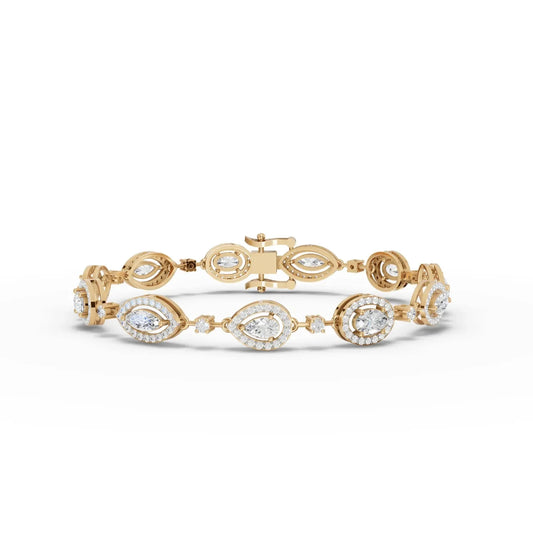 4.83CT Mix Cut Lab Diamond Premium Halo Tennis Bracelet