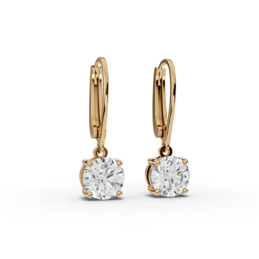 4CT Round Lab Diamond Classic Leverback Stud Earrings