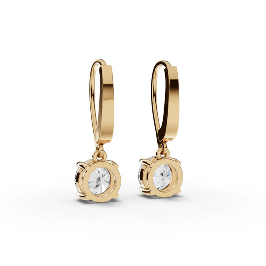 4CT Round Lab Diamond Classic Leverback Stud Earrings
