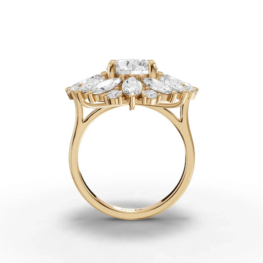 5.36CT Round Lab Diamond Premium Floral Cluster Engagement Ring