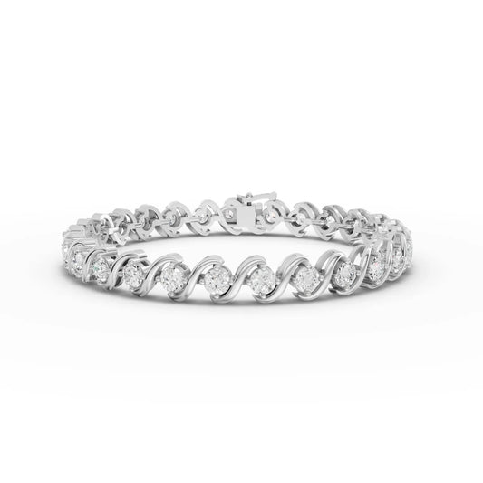 5.94CT Round Lab Diamond Swirl Tennis Bracelet