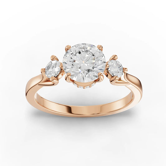 1.23CT Round Lab Diamond Three Stone Engagement Ring