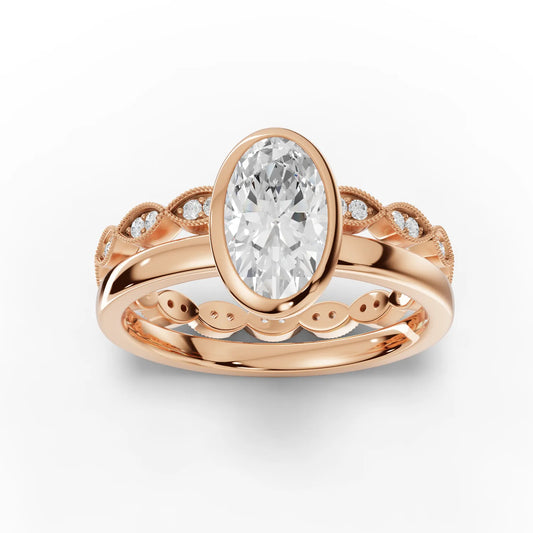 1.52CT Oval Lab Diamond Bridal Set Ring
