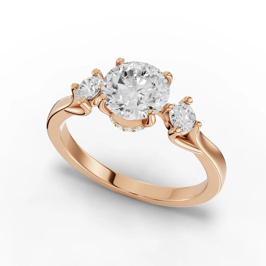 1.23CT Round Lab Diamond Three Stone Engagement Ring