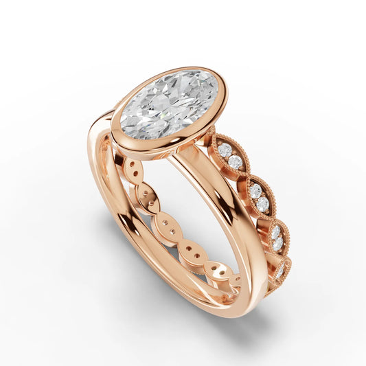 1.52CT Oval Lab Diamond Bridal Set Ring
