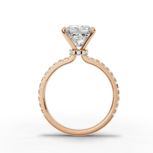 2.29CT Princess Lab Diamond Hidden Halo Accent Engagement Ring