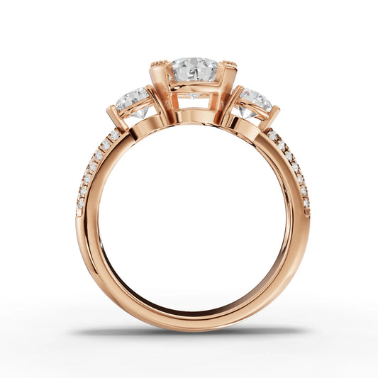 1.58CT Round Lab Diamond Three Stone Engagement Ring